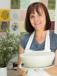 Maria Barry from Mia Ceramics South Brisbane holding handmade bowl