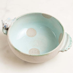 These unique bowls are really fun. They have the added bonus of being pieces of art, making perfect gifts, or something special just for you. Available in white or mint. 